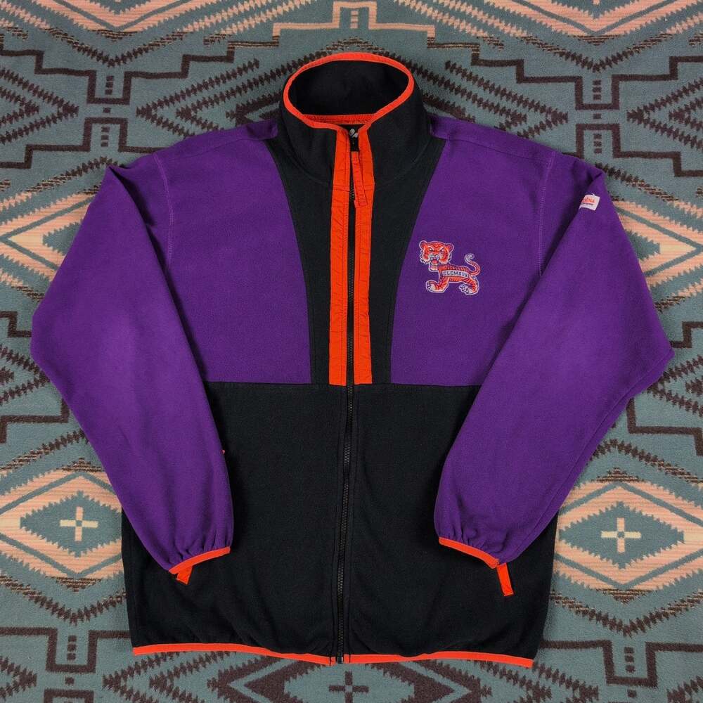 Columbia Clemson Tigers Fleece Men’s Jacket Collegiate NCAA Large Color Block
